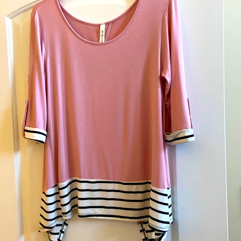 Pink tunic style split back top in size M